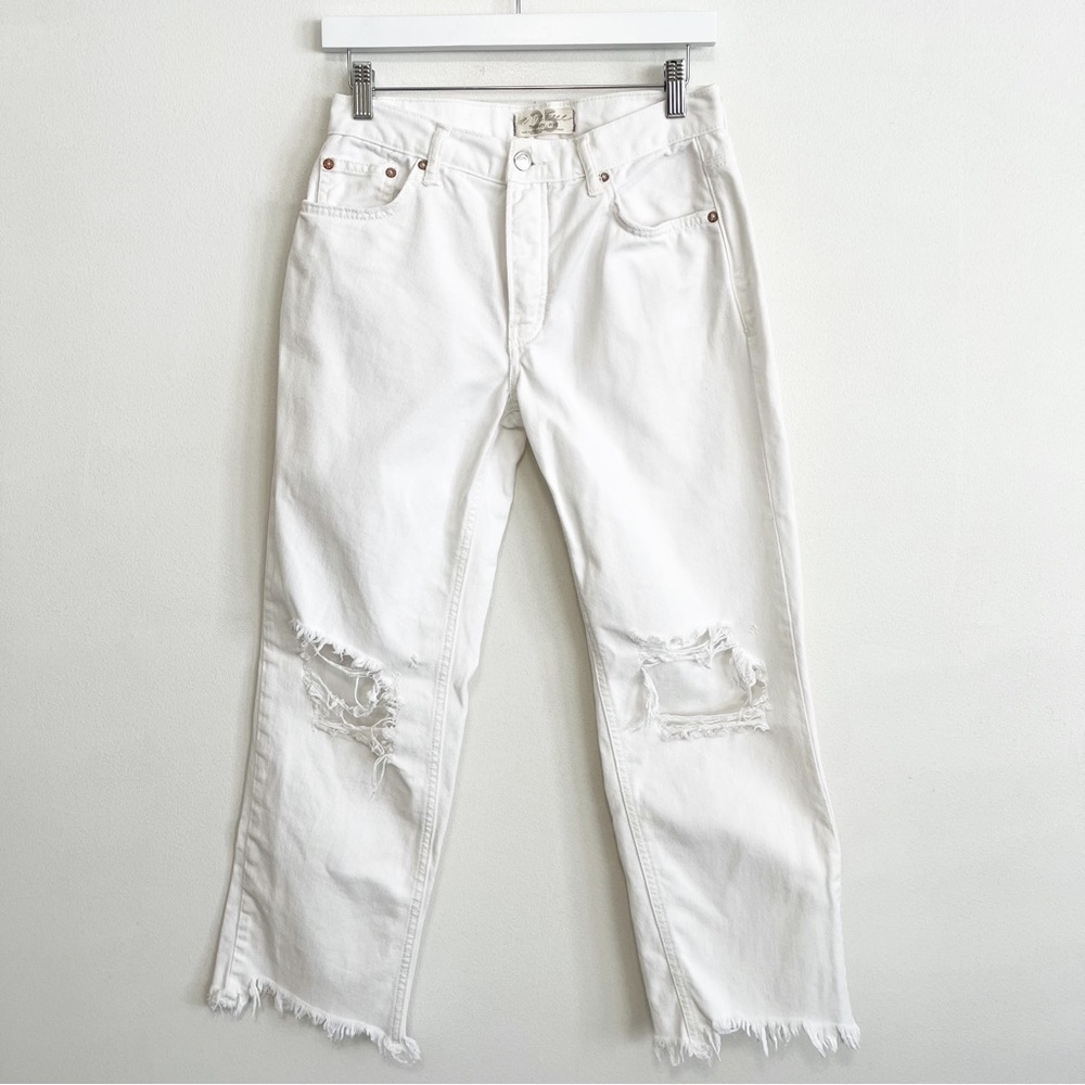 Free People 💛White Straight Leg Jeans - Picture 4 of 12